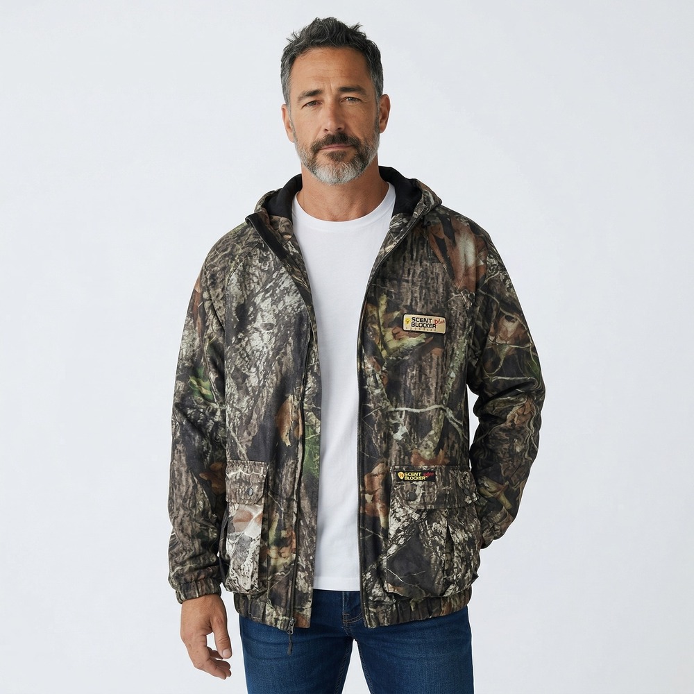 Scent Blocker Plus Frontier Mens Camo Hunting Jacket Hooded New‎ Break Up L Flaw